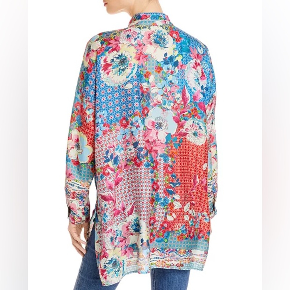 Johnny Was | Lubello Reese Floral Silk Oversized Long Sleeve Tunic | Size Small - Picture 6 of 6